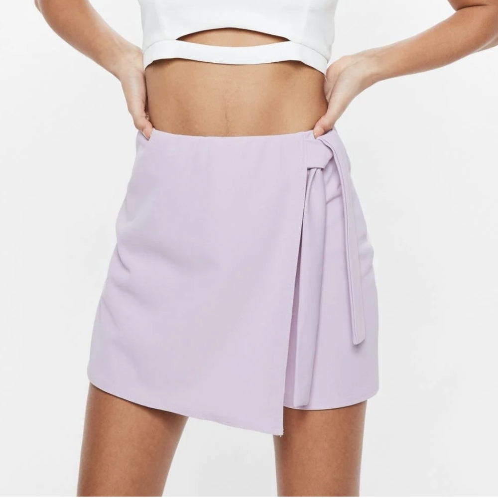 Missguided Lilac Tie Wrap Skirt Mini Length size 8